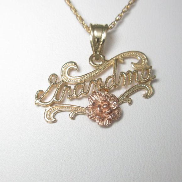Gold Grandmother Necklace Grandma 14K 24" - Picture 1 of 4